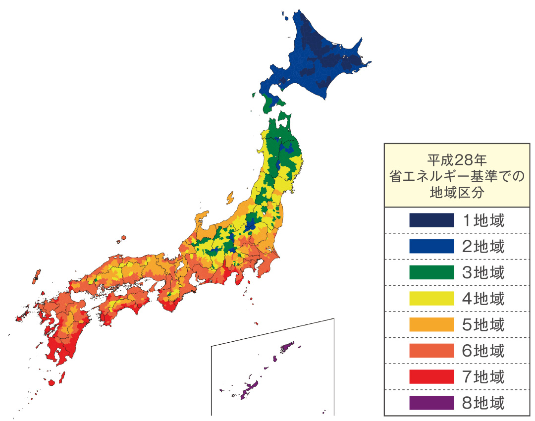 平成28年省エネルギー基準での地域区分